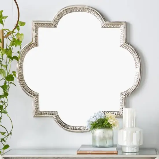 Gray Glam Aluminum Wall Mirror, 40" x 40" {8}