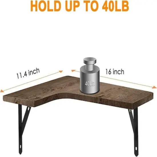 Brown Rustic Floating Corner Storage Shelf Set {3}