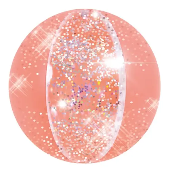16" Salmon Pink Glitter Inflatable Beach Ball {1}