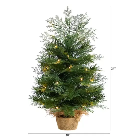 2ft. Pre-Lit Artificial Christmas Tree in Burlap Base, Warm White LED Lights  {5}