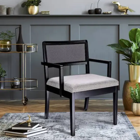 Hello Honey® 2.5ft. Crawford Mid-Century Modern Solid Wood Black Arm Chair {3}
