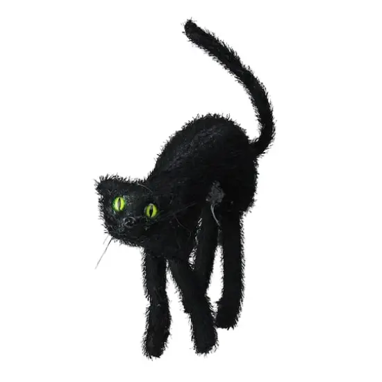 17" Scary Black Cat with Lighted Eyes Halloween Decoration {3}