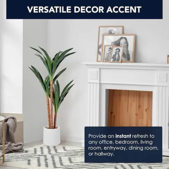 American Art Decor 48" Artificial Yuca Plant in a White Pot {3}