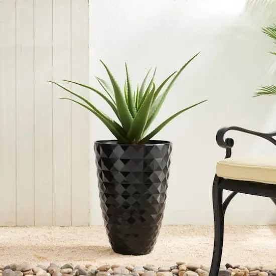 Glitzhome&reg; 19.7" Eco-Friendly Oversized Faux Ceramic Pot Planters, 2ct. Black {6}