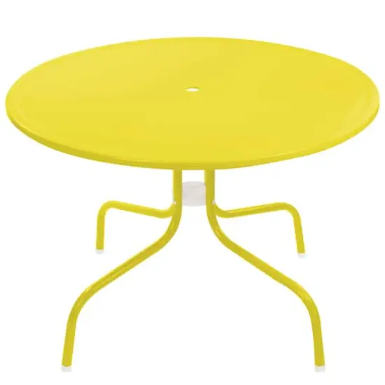 39" Outdoor Retro Metal Tulip Dining Table Yellow {5}