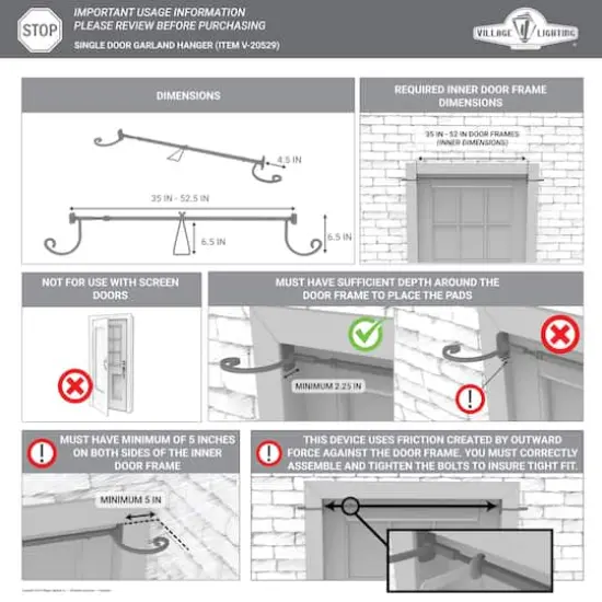 Village Lighting Slim Single Door Garland Hanger {13}