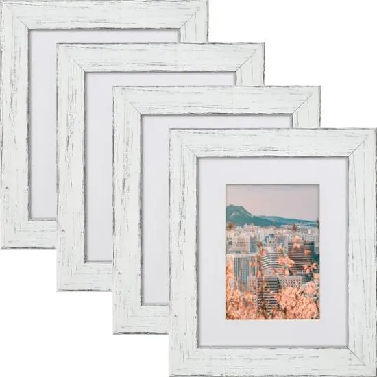 Craig Frames 4 Pack: Jasper Marshmallow Weathered White Picture Frame with Mat {8}