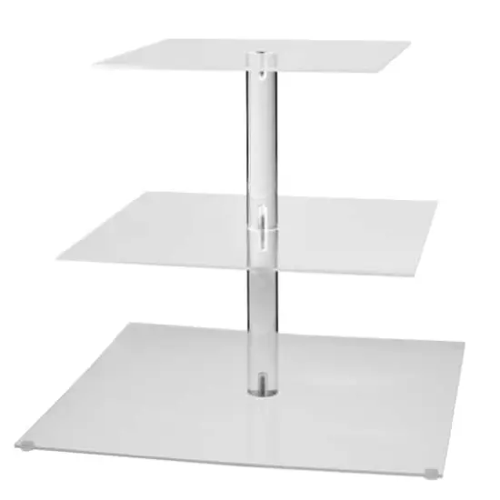 11" Clear Square 3-Tier Acrylic Treat Stand by Celebrate It&trade; {1}