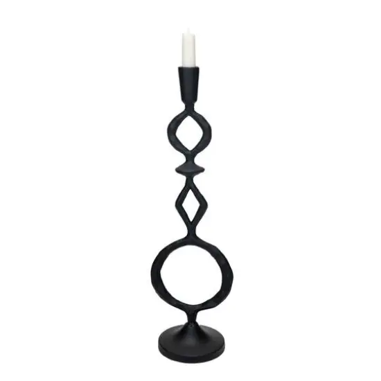 Hello Honey&reg; Black Decorative Cast Metal Taper Candle Holder {9}