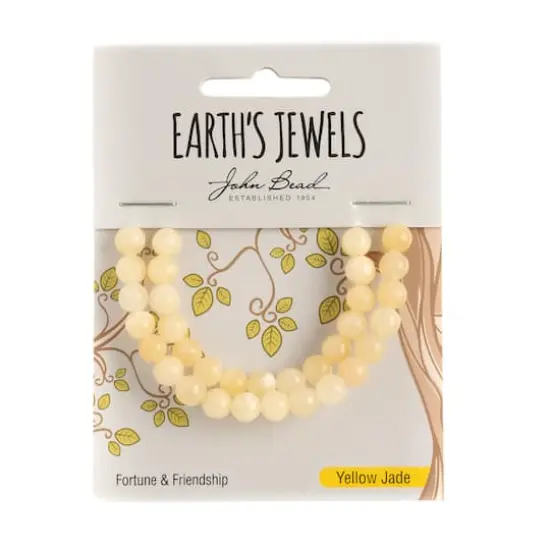 John Bead Earth's Jewels Natural Stone Round Beads, 6mm Yellow Jade {3}