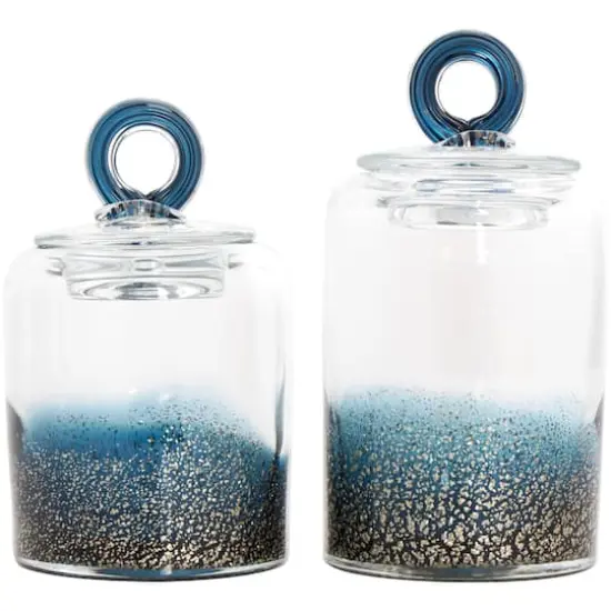 Handmade Glass Decorative Jar Set Blue {1}