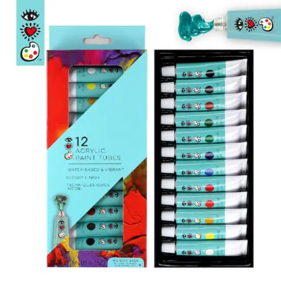 Bright Stripes iHeartArt Acrylic 12 Color Paint Tube Set {3}