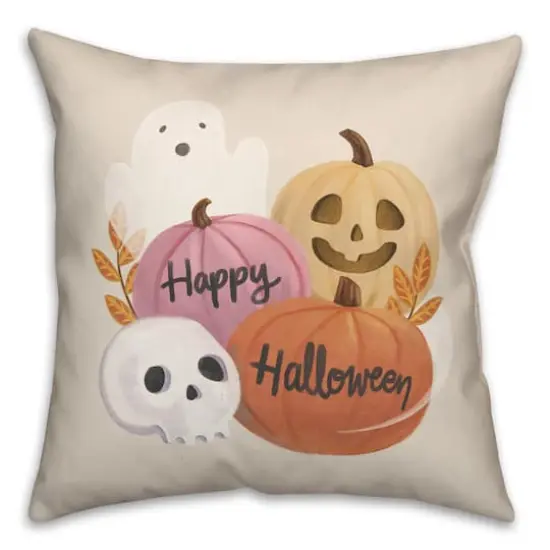 Happy Halloween Whispy Ghost Throw Pillow {1}