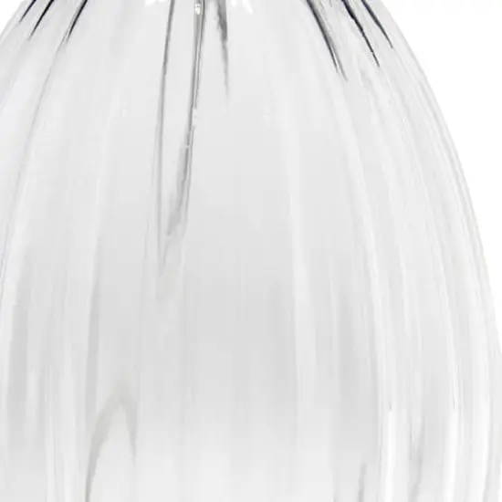Lalia Home 18" Clear Fluted Glass Bedside Table Lamp with Gray Shade {7}