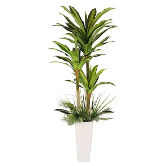 6ft. Artificial Dracaena Fragrans Tree in White Decorative Pot {1}