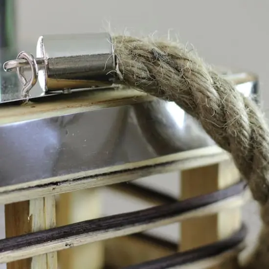 Rustic Chic Rectangular Rattan Candle Holder Lantern with Handle {5}