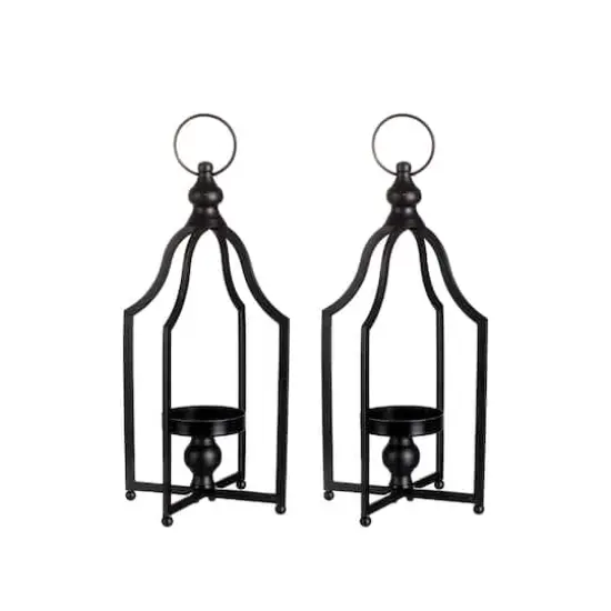 Glitzhome&reg; 16.5" Black Farmhouse Metal Lantern, 2ct. {1}