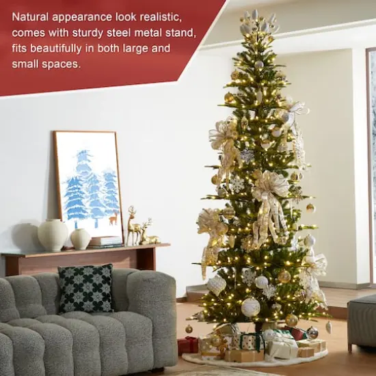 9ft. Pre-Lit Green Slim Fir Artificial Christmas Tree, Color Changing LED Lights {4}