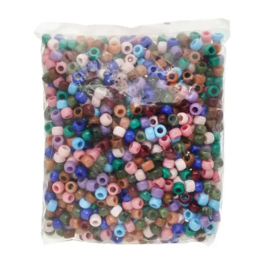 John Bead 9mm Plastic Pony Beads, 1,000ct. Assorted Imitation Semi-Precious {6}