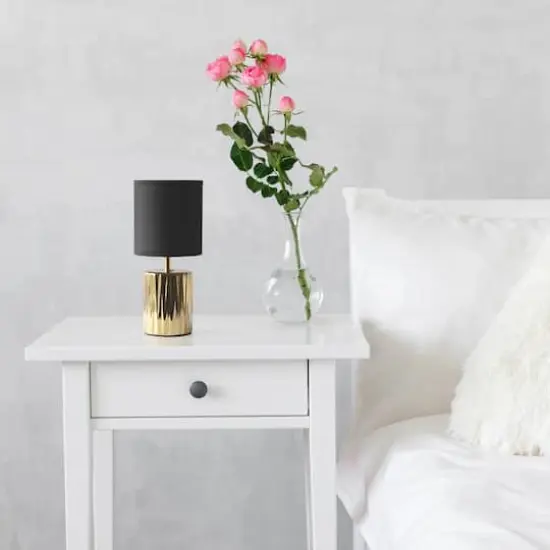 Simple Designs 11.5" Ruffled Metallic Gold Capsule Table Lamp {7}