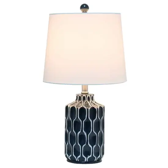 Lalia Home 22" Blue Moroccan Table Lamp with Fabric White Shade {3}