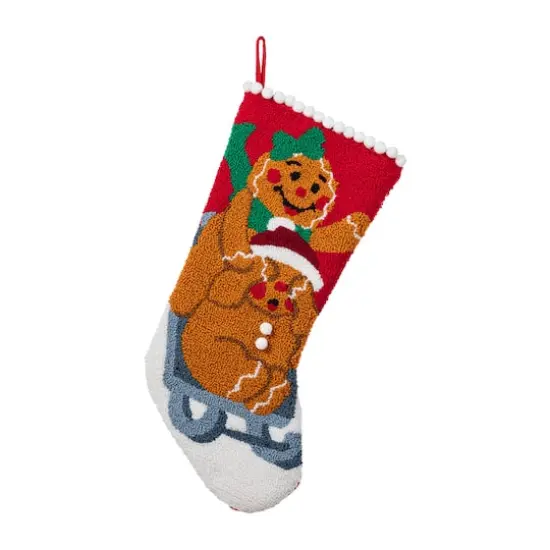 Glitzhome&reg; 21"L Hooked Christmas Gingerbread Man Stocking {1}