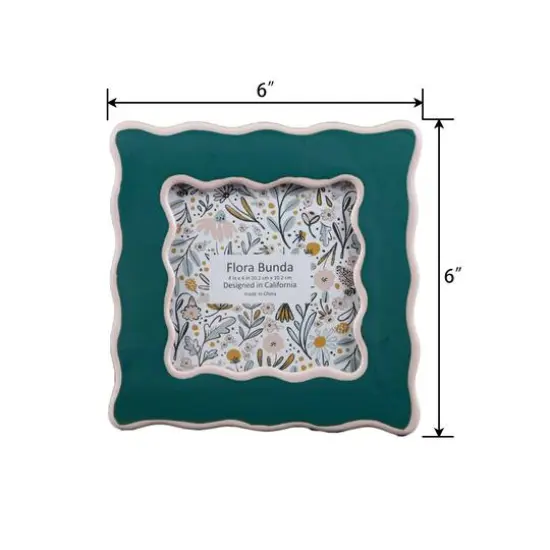 Flora Bunda&reg; 4" x 4" Two Tone Teal Wavy Ceramic Frame {3}