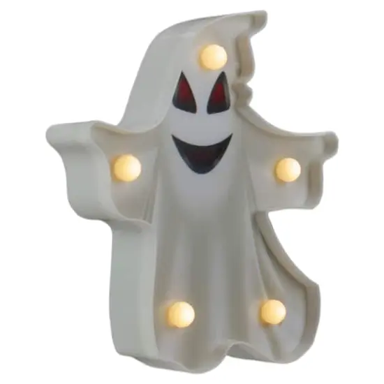 7" Lighted White Ghost Halloween Marquee Decoration {4}