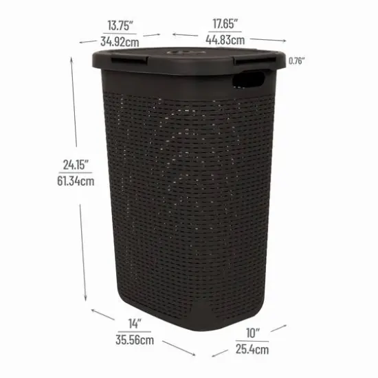 Mind Reader 60L Ventilated Slim Laundry Hamper with Cut Out Handles & Attached Hinged Lid, 2ct. Brown {4}