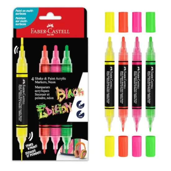 Faber-Castell 4 Color Neon Shake & Paint Acrylic Markers {1}