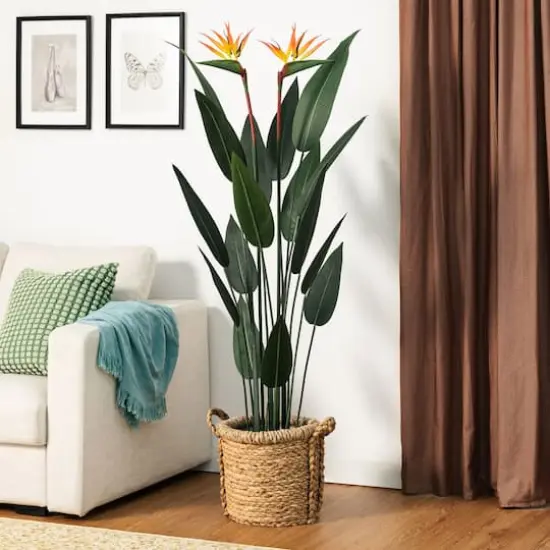 Glitzhome&reg; 5.25ft. Faux Bird of Paradise Plant in Pot {3}