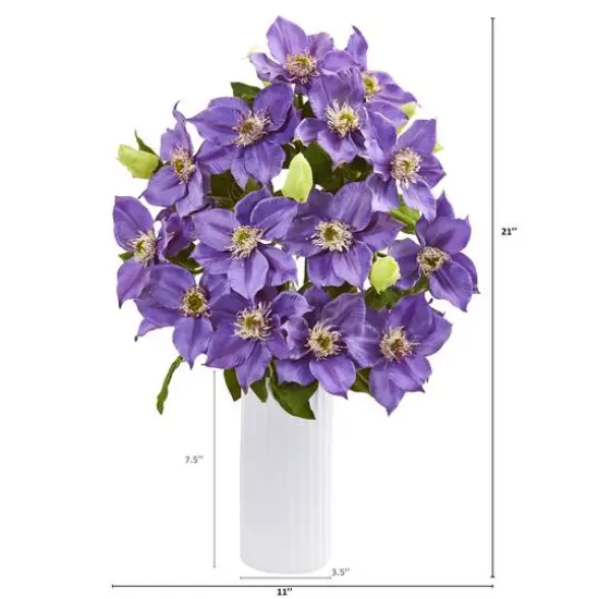 21" Anemone Arrangement In White Vase Lavender {3}