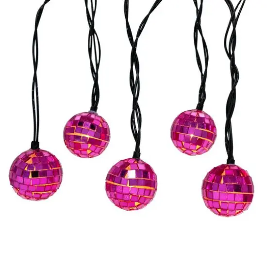 10ct. Warm White LED Pink Disco Ball Icon String Lights by Ashland&reg; {1}
