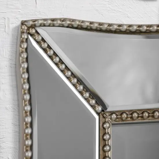 Head West Champagne Silver 24" x 36" Beaded Glass Scalloped Beveled Accent Vanity Mirror {6}