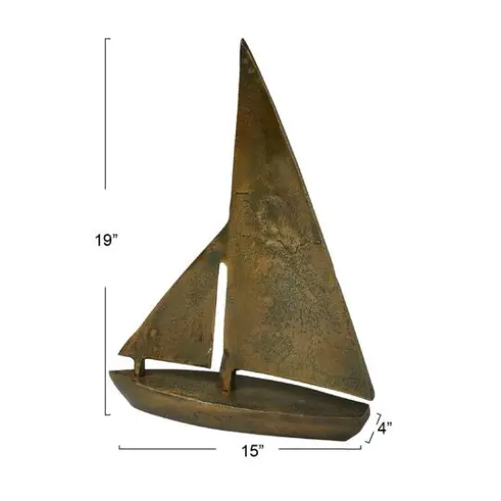 Hello Honey&reg; 19" Antique Brass Decorative Aluminum Sail Boat {6}