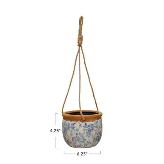 Hello Honey&reg; 6" Multicolor Terracotta Hanging Planter with Jute Rope {4}