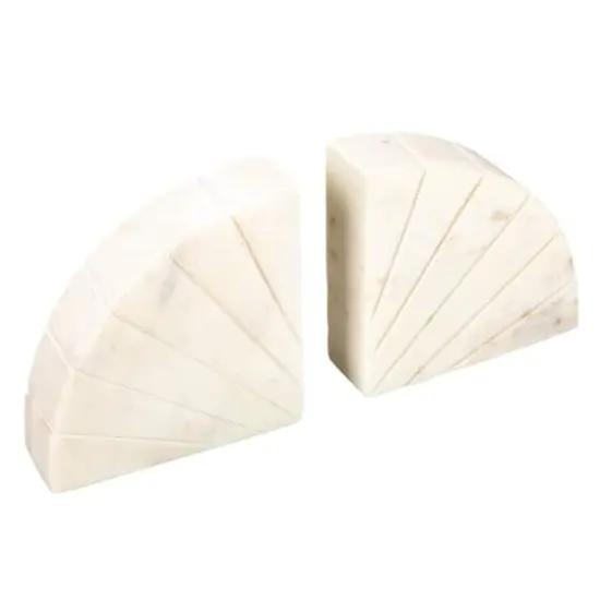 Hello Honey&reg; 6" White Modern Arched Semicircle Marble Bookend Set {1}