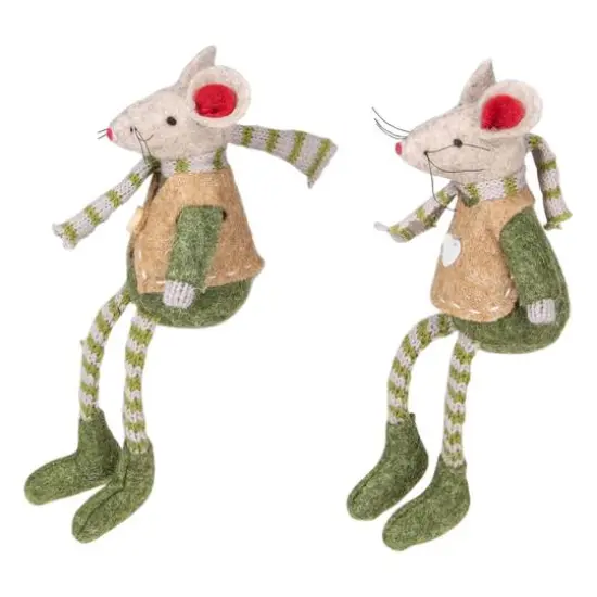 7.5" Boy & Girl Mice Christmas Ornaments Set {3}