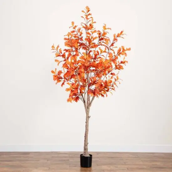 8ft. Potted Artificial Autumn Oak Tree {9}