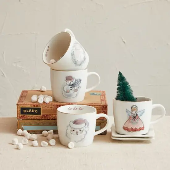 Hello Honey&reg; 12oz. Snowman, Angel, Wreath & Santa Mug Set {3}