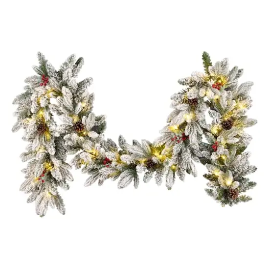 9ft. Snowberry Pine Pre-Lit LED Feel Real&reg; Garland  {4}