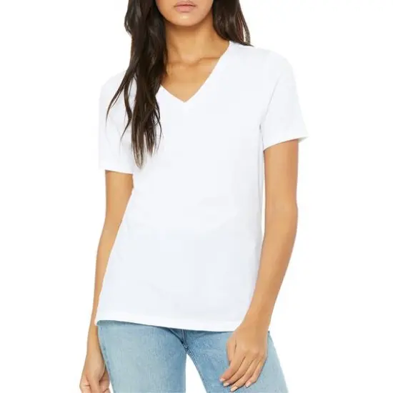 Galaxy by Harvic Women's Loose Fitting Short Sleeve V-Neck T-Shirt White {1}