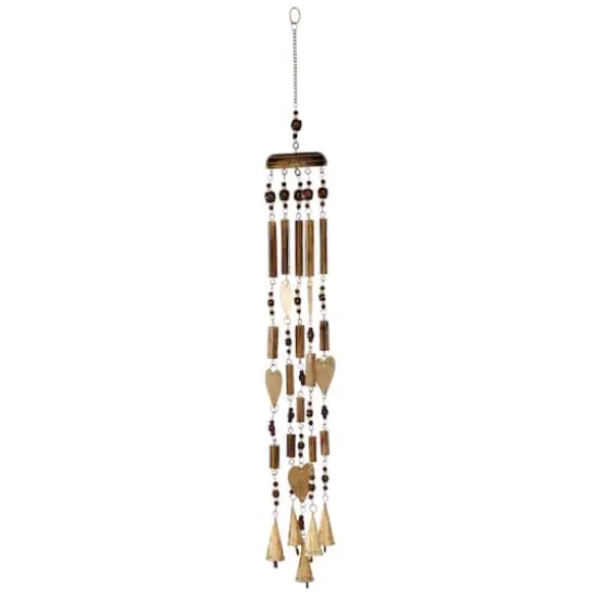 33" Gold Metal Charmed Hearts Coastal Windchime {1}