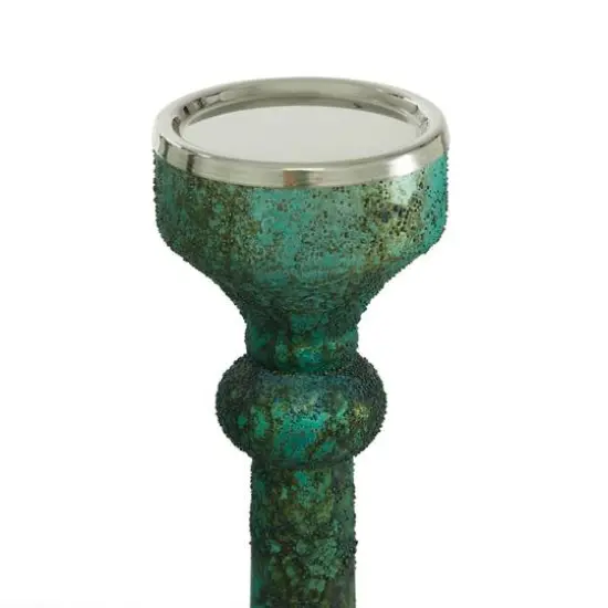 Green Glass Vintage Candle Holder Set {5}