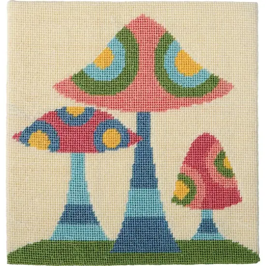 8" x 8" Retro Mushrooms Needlepoint Kit by Loops & Threads&reg; {1}