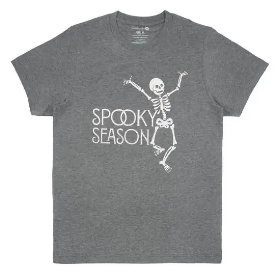 Gray Spooky Season Skeleton Adult Crew Neck T-Shirt by Celebrate It™ {1}