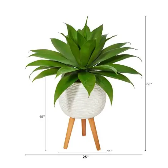 2.5ft. Agave Plant in White Planter with Stand {3}