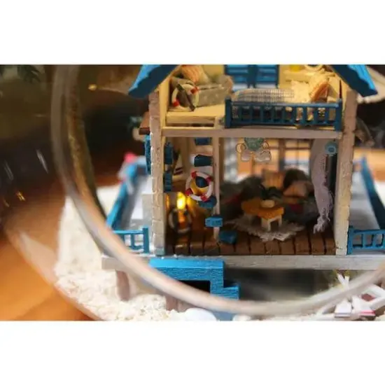 Wizardi Miniature Roombox Romantic Beach House Dollhouse Kit {7}