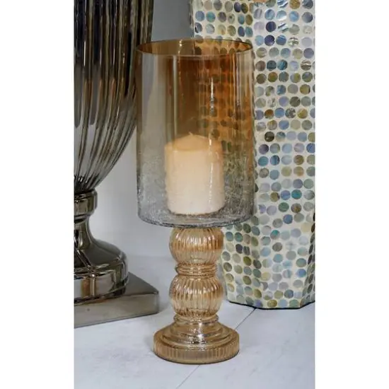 16" Gold Glass Traditional Candle Holder {7}