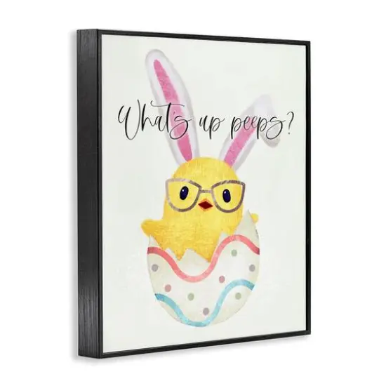 Stupell Industries What's Up Peeps Funny Easter Phrase Hatched Chick Framed Giclee Art Black {4}